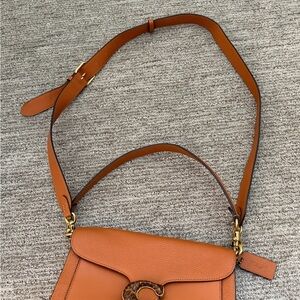Coach Tan Leather Shoulder Bag with Gold Hardware